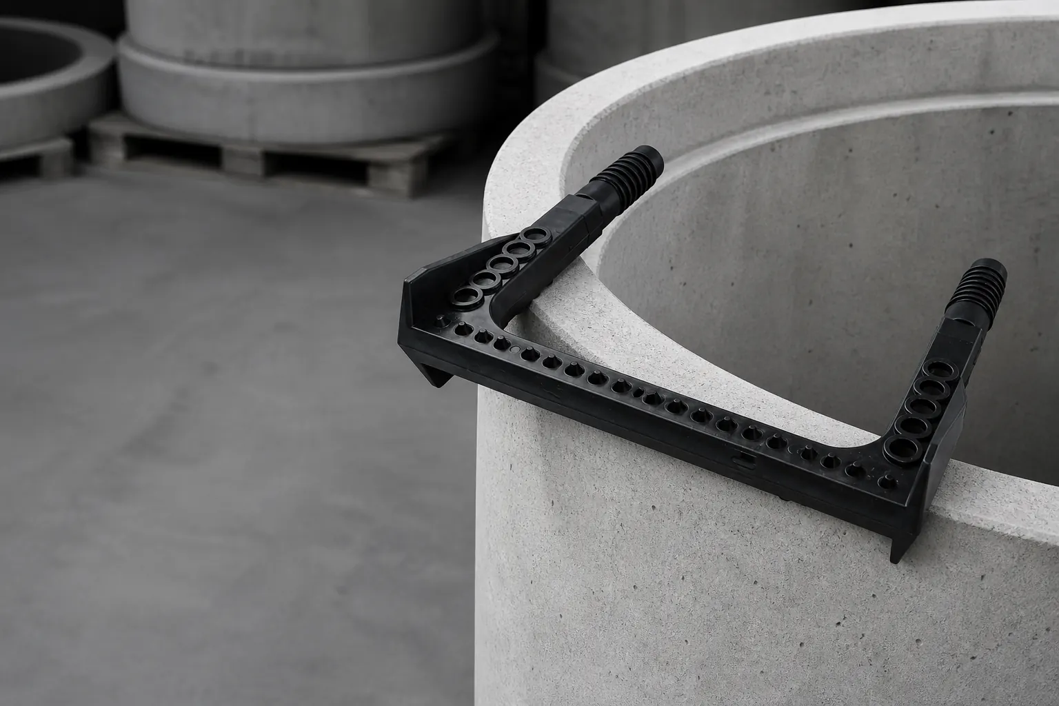 Representative custom manhole step installed on a concrete chamber